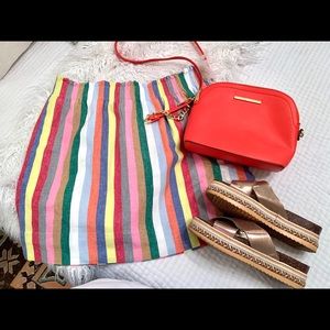 JCrew 🔹🔹 Mixed Rainbow Striped Sidewalk Skirt